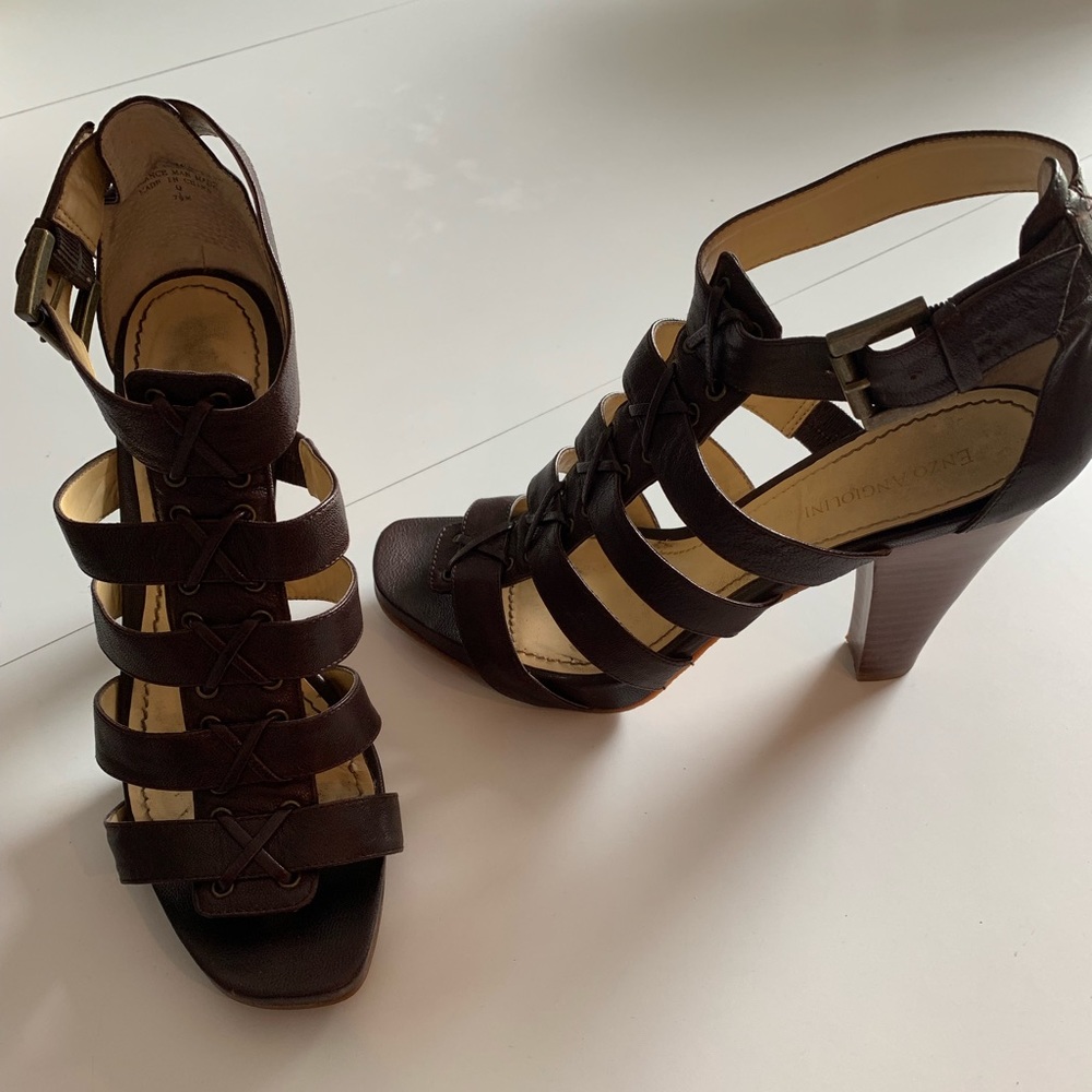 Enzo Angiolini Brown Strappy Heels
